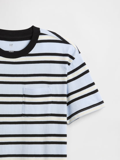Açık Mavi Kids Everyday Soft Stripe Pocket T-shirt