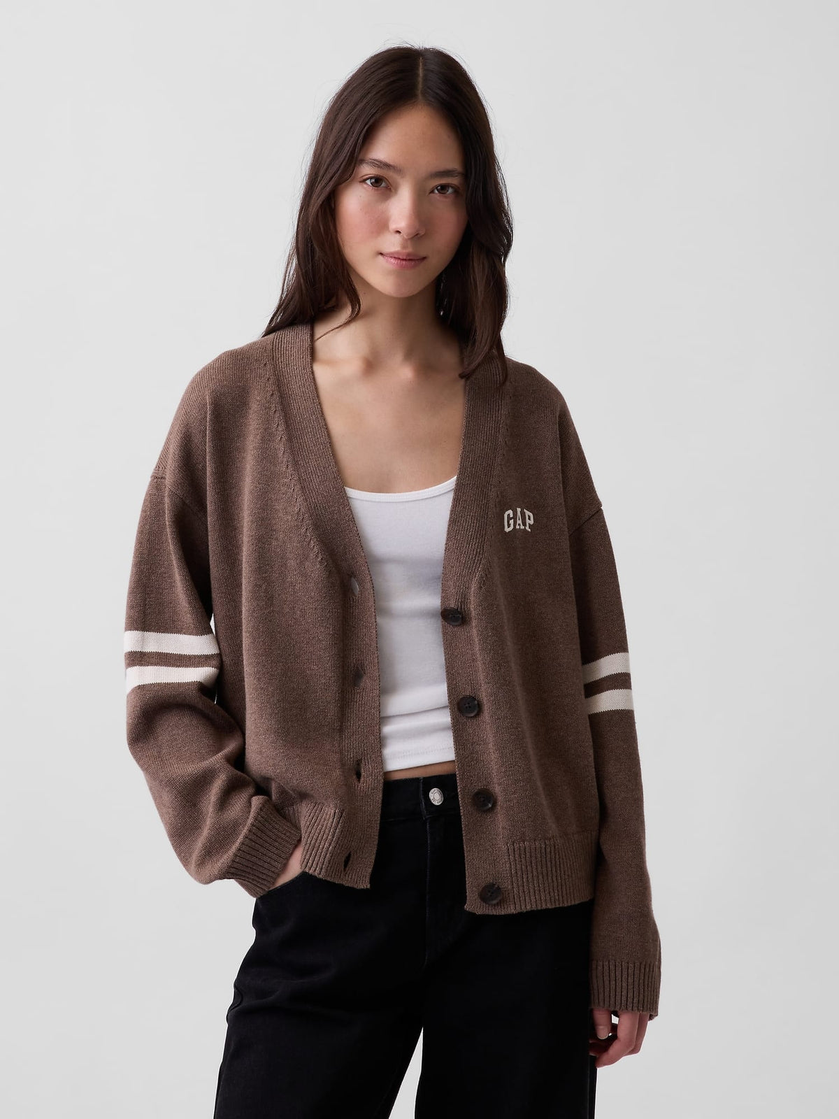 Mor 100% Pamuk Oversized Gap Logo Triko Hırka