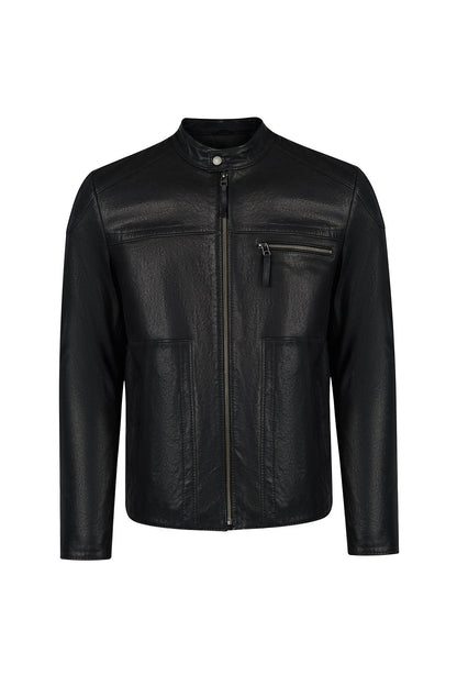 Endrick Erkek Siyah Slim-fit Deri Ceket