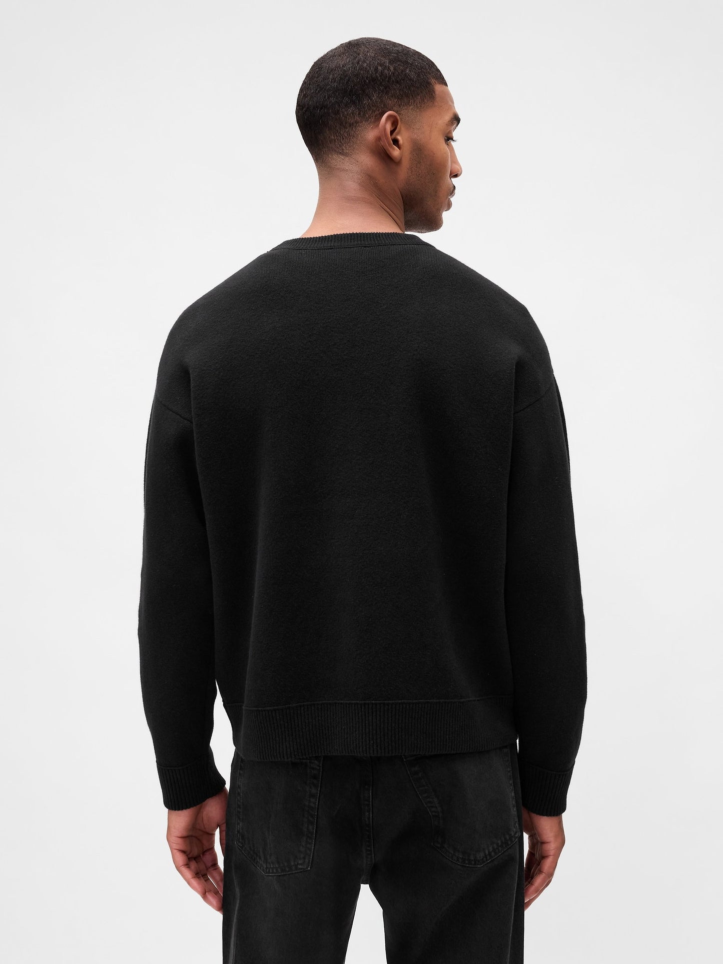 Siyah Heavyweight Cashsoft Bisiklet Yaka Kazak