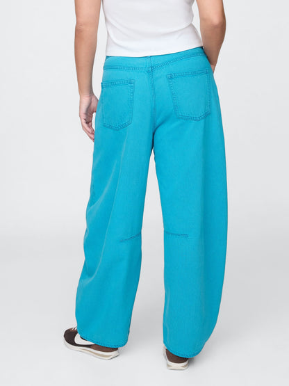 Mavi Yüksek Bel Horseshoe Jean Pantolon