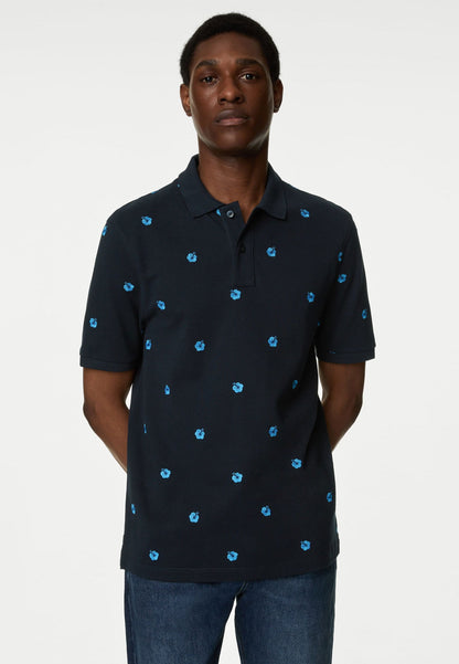Saf Pamuklu Kısa Kollu Polo Yaka T-shirt