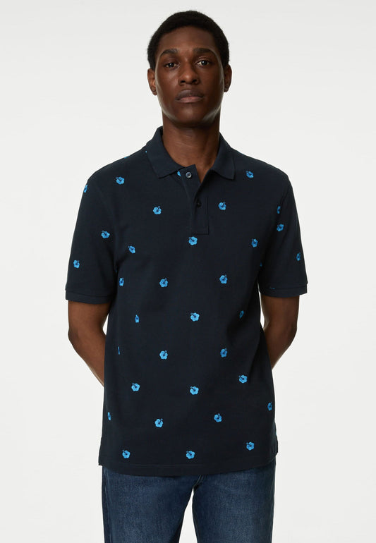Saf Pamuklu Kısa Kollu Polo Yaka T-shirt
