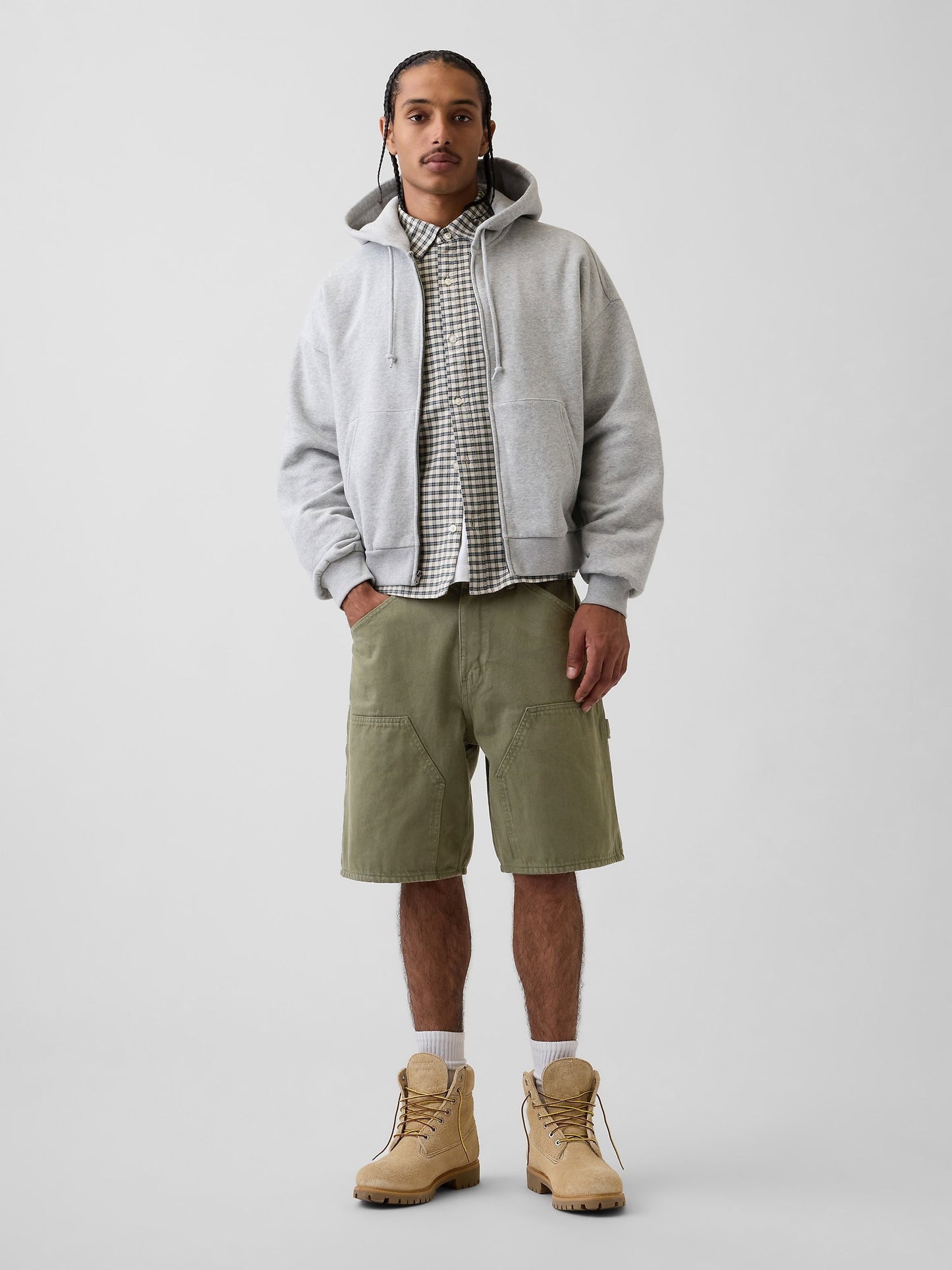 Haki 9 Loose Denim Carpenter Şort