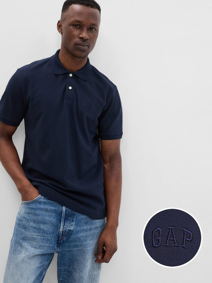 Lacivert Gap Logo Piqué Polo Yaka T-shirt