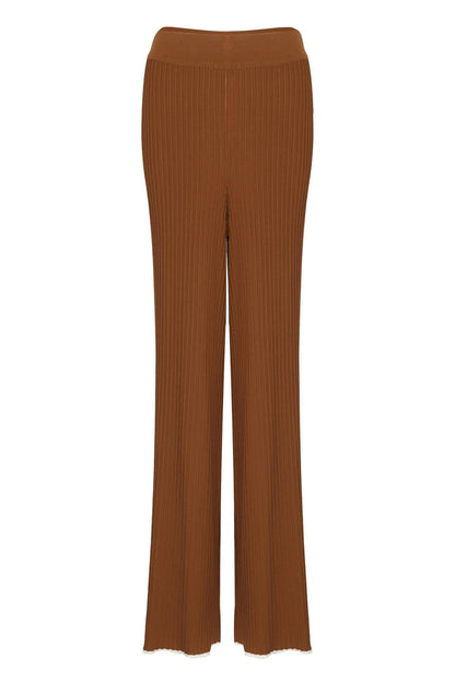 Dökümlü Camel Triko Pantolon