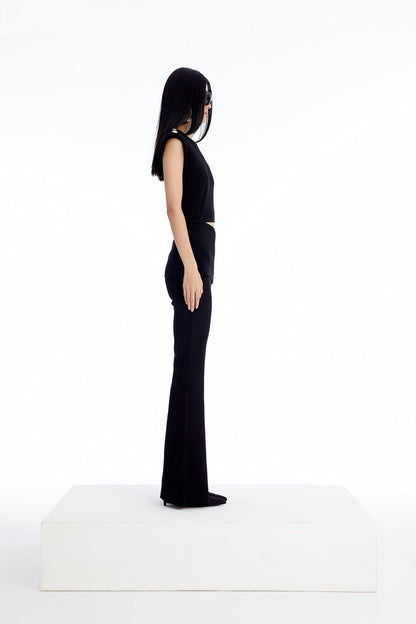 Düğme Detaylı Siyah Cut-out Bluz