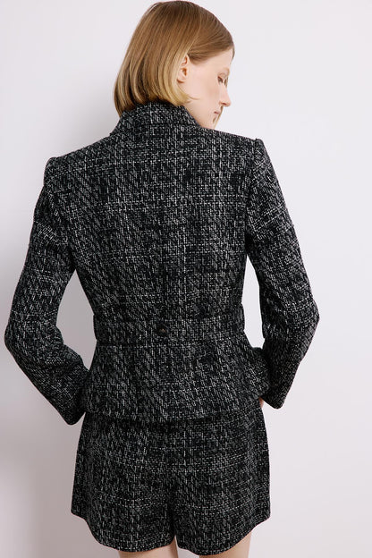 Düğme Detaylı Siyah Tüvit Ceket