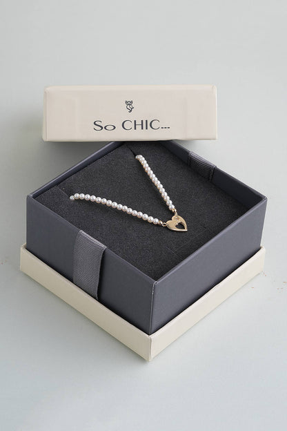 Diamond Collection 14 K Sarı Altın 0.03 Karat Pırlanta Doğal Inci Kolye Dw04220123644