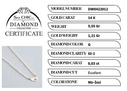 Diamond Collection 14 K Sarı Altın 0.03 Karat Pırlanta Doğal Inci Kolye Dw04220123644