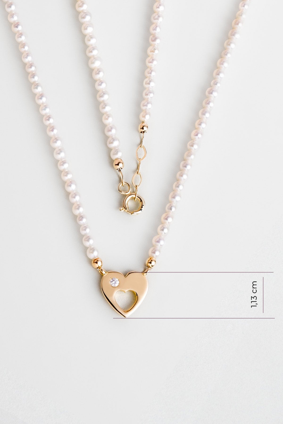 Diamond Collection 14 K Sarı Altın 0.03 Karat Pırlanta Doğal Inci Kolye Dw04220123644