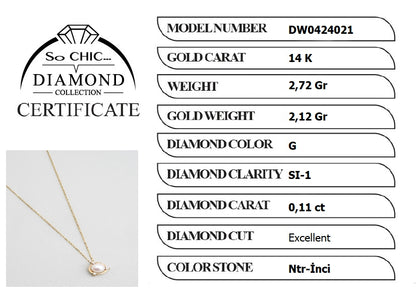 Diamond Collection 14 K Sarı Altın 0,11 Karat Pırlanta Doğal Inci Kolye Dw04240213644
