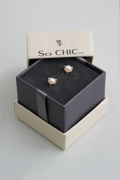 Diamond Collection 14 K Sarı Altın 0,07 Karat Pırlanta Doğal Inci Küpe Dw04280133644