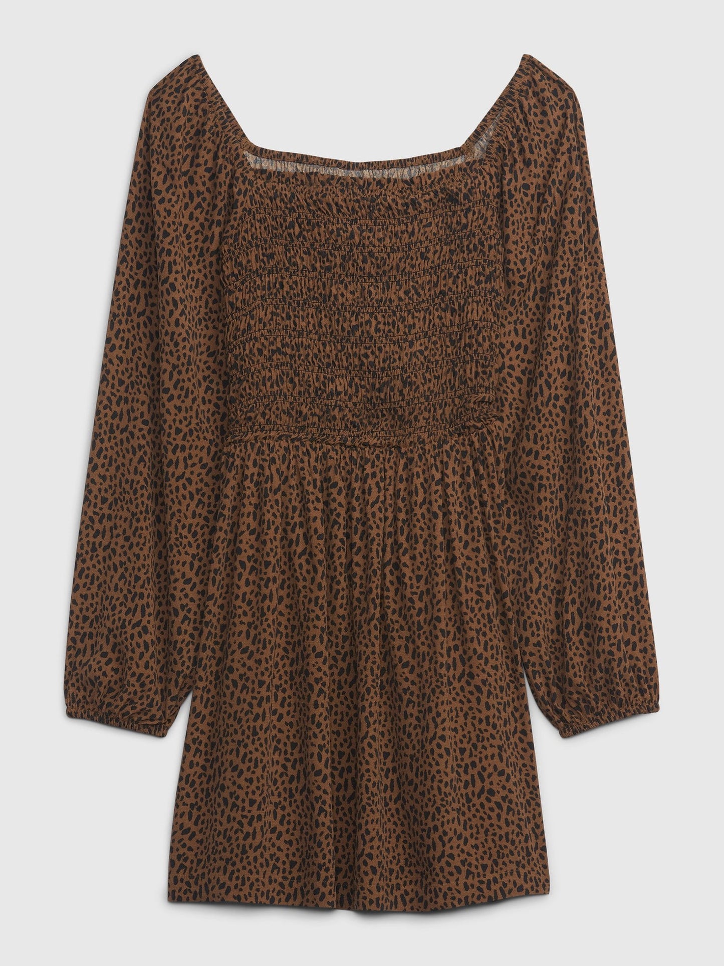 Leopar Desen Büzgülü Elbise