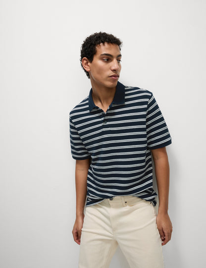 Pamuklu Çizgili Polo Yaka T-shirt