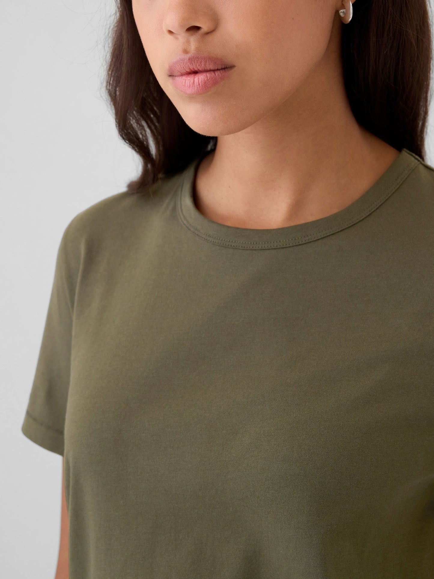 Haki Organik Pamuk Vintage T-shirt