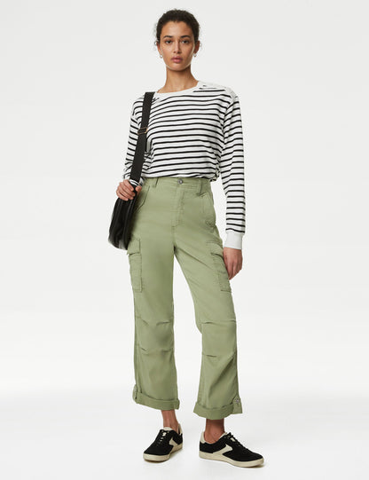 Lyocell™ Straight Leg Crop Kargo Pantolon