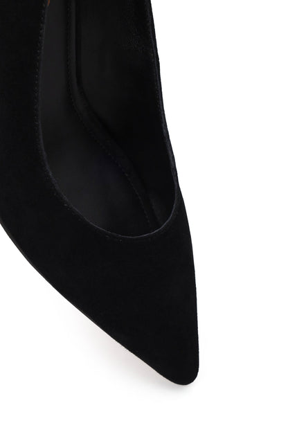 Kadın Siyah Kısa Ince Topuklu Süet Deri Stiletto