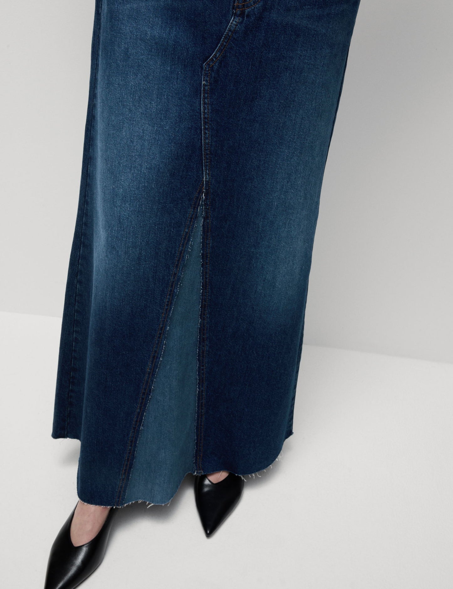 Saf Pamuklu Maxi Denim Etek