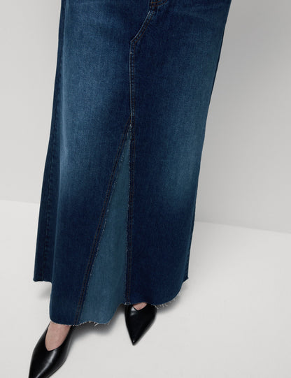 Saf Pamuklu Maxi Denim Etek