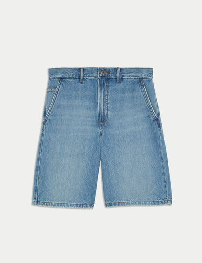Düz Kesim Lightweight Denim Şort