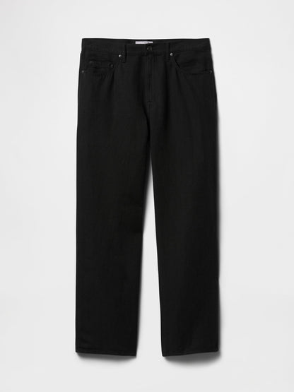 Siyah Keten Karışımı 90's Loose Herringbone Pantolon