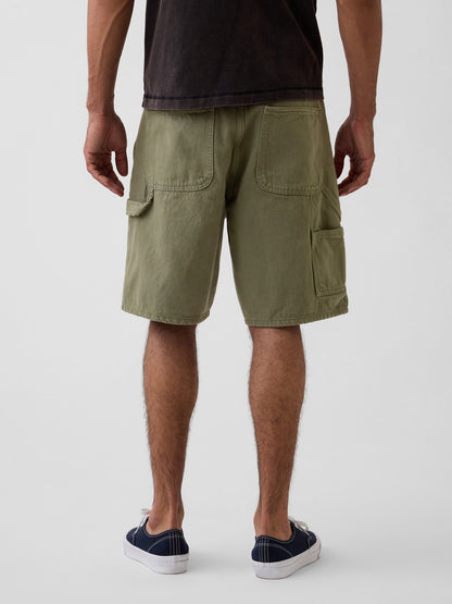 Haki 9 Loose Denim Carpenter Şort