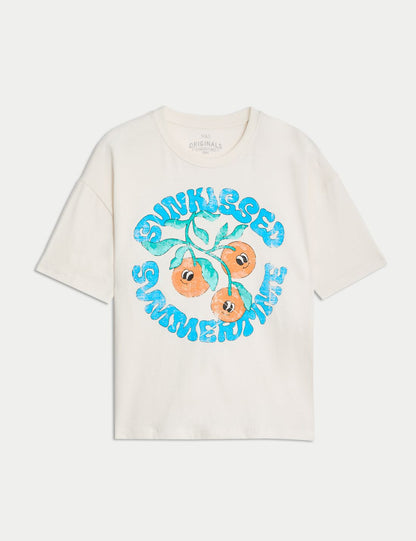 Saf Pamuklu Kısa Kollu T-shirt (6-16 Yaş)