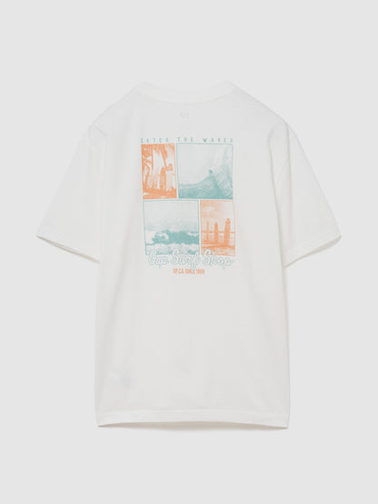 Beyaz Everyday Soft Relaxed Grafik Baskılı T-shirt