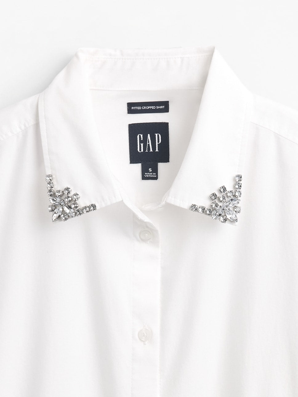 Beyaz Organik Pamuk Fitted Crop Gömlek