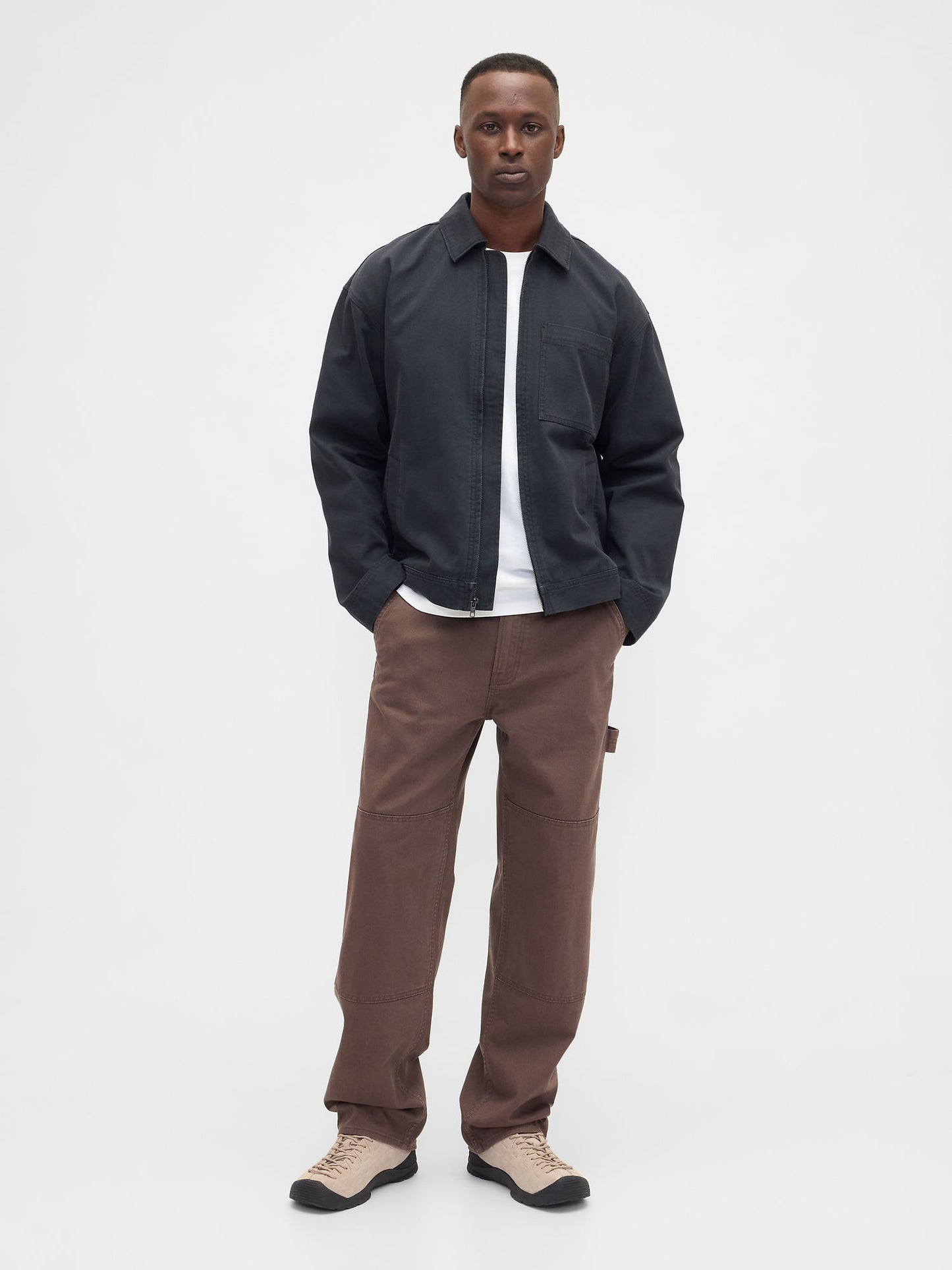 Kahverengi Relaxed Fit Utility Jean Pantolon