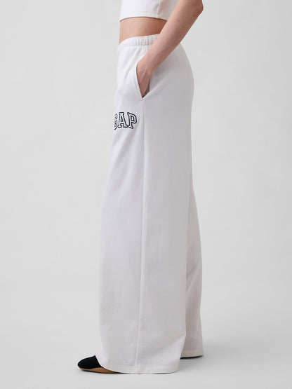 Beyaz Gap Logo Fransız Havlu Kumaş Wide-leg Joggers