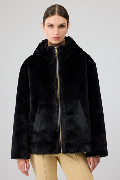 Gardena Kadın Siyah Çift Taraflı Teddy Mont