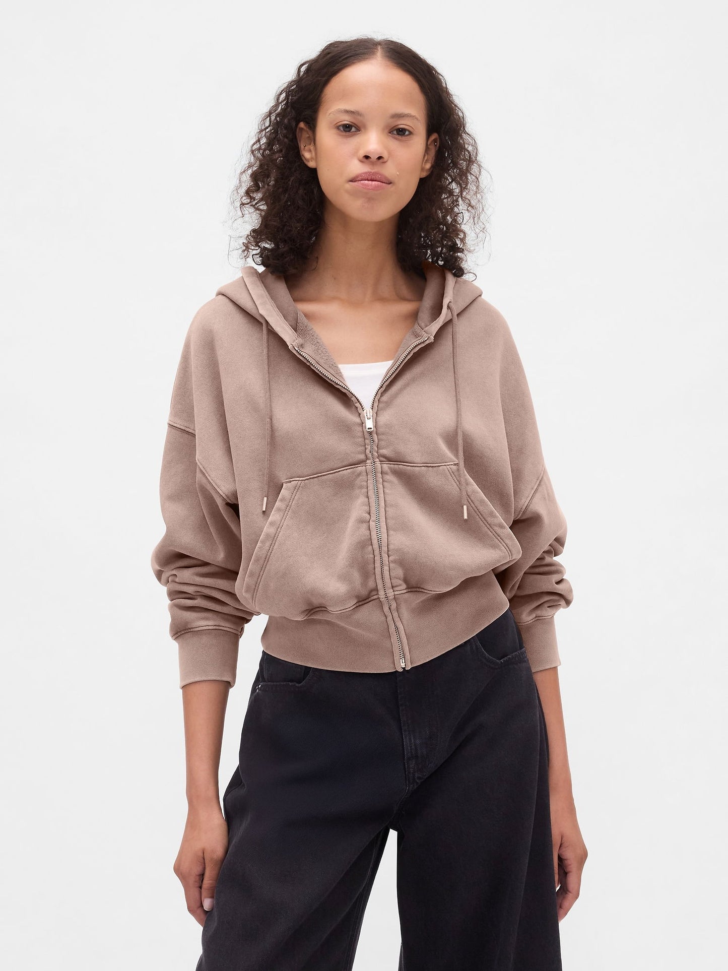 Açık Kahverengi Vintagesoft Fermuarlı Wedge Sweatshirt