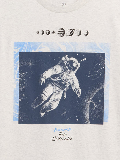 Kırık Beyaz Grafik Baskılı T-shirt