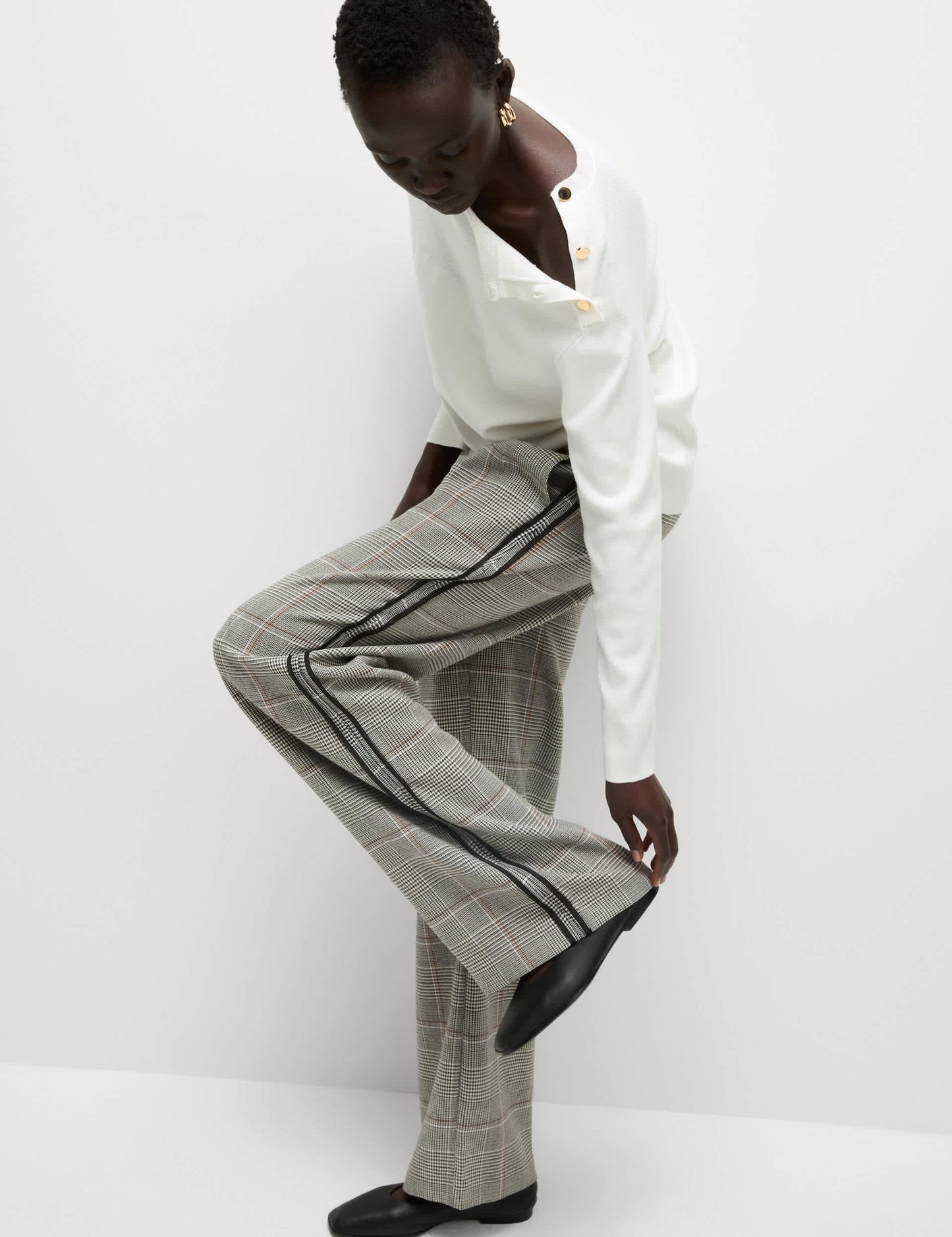 Şerit Detaylı Wide Leg Pantolon