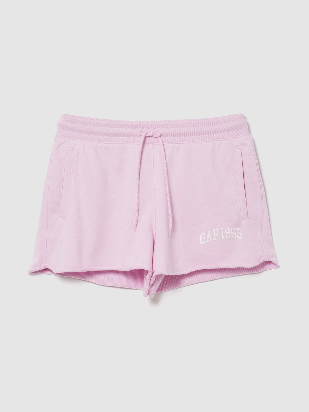 Açık Pembe Relaxed Fransız Havlu Kumaş Grafik Baskılı Şort
