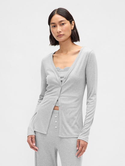 Gri Supersoft Pijama Triko Pijama Üstü