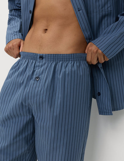 Saf Pamuklu Çizgili Pijama Takımı
