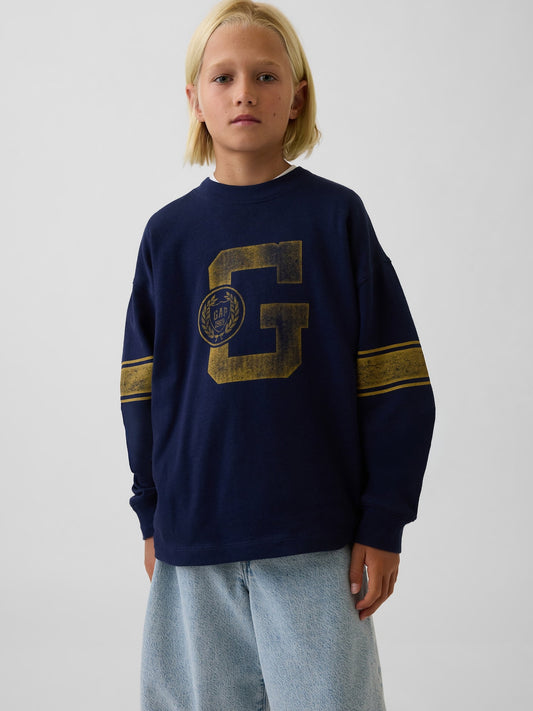 Lacivert Kids Heavyweight Oversized Grafik T-shirt