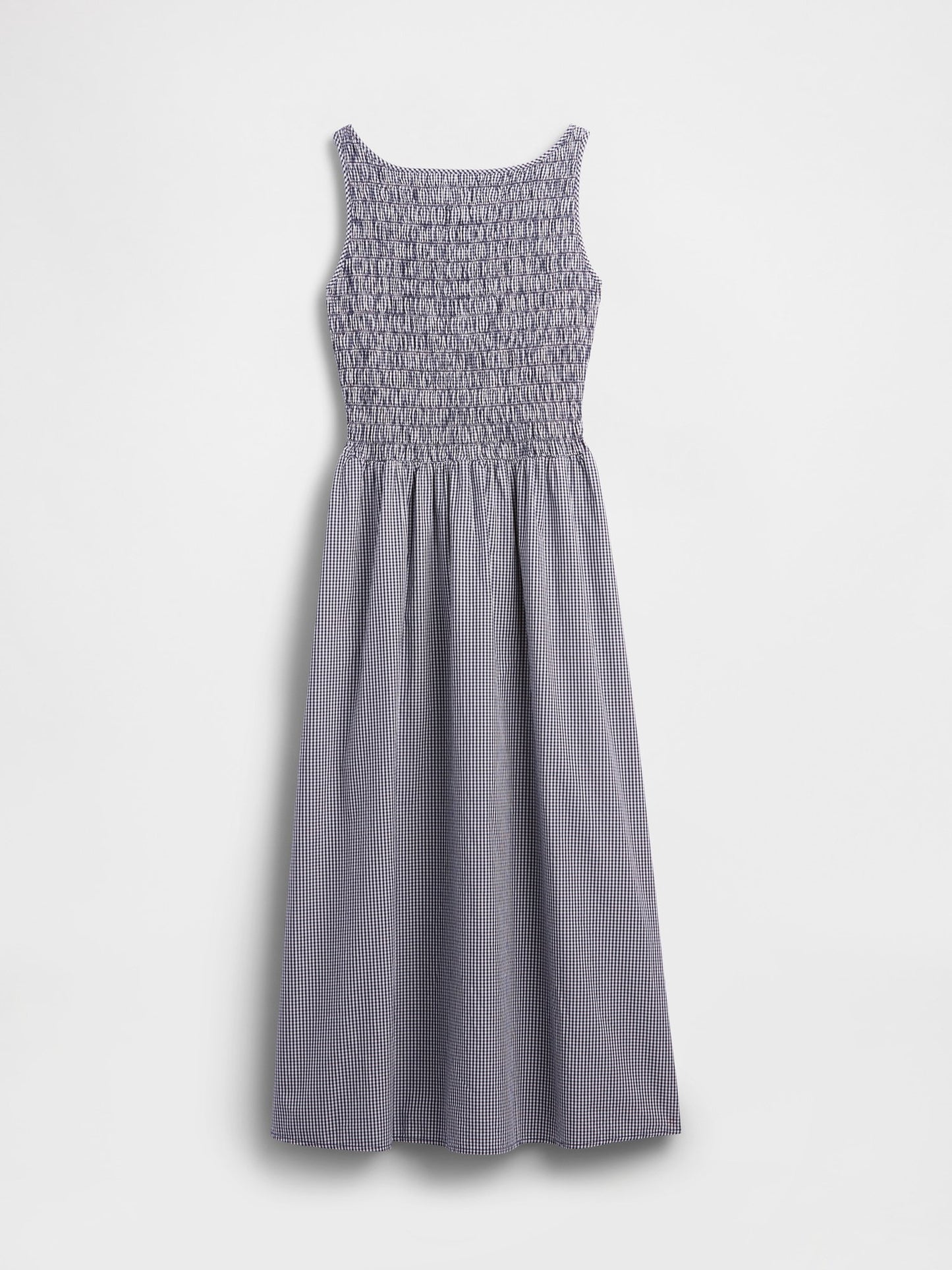 Lacivert Smocked Boatneck Maxi Elbise