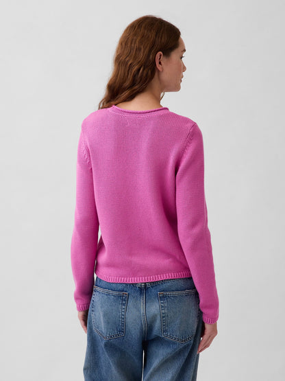Pembe 100% Pamuk Rollneck Kazak
