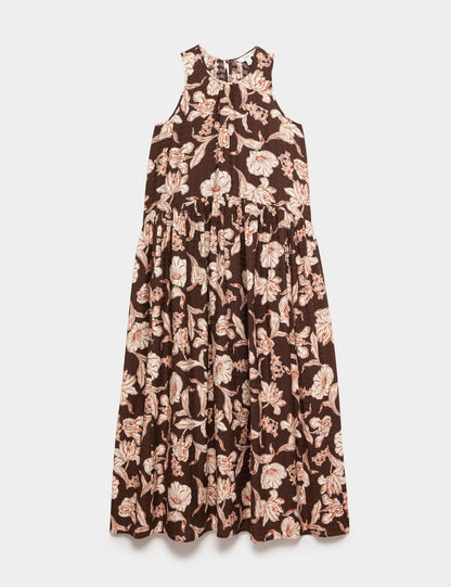 Çiçek Desenli Relaxed Fit Maxi Elbise