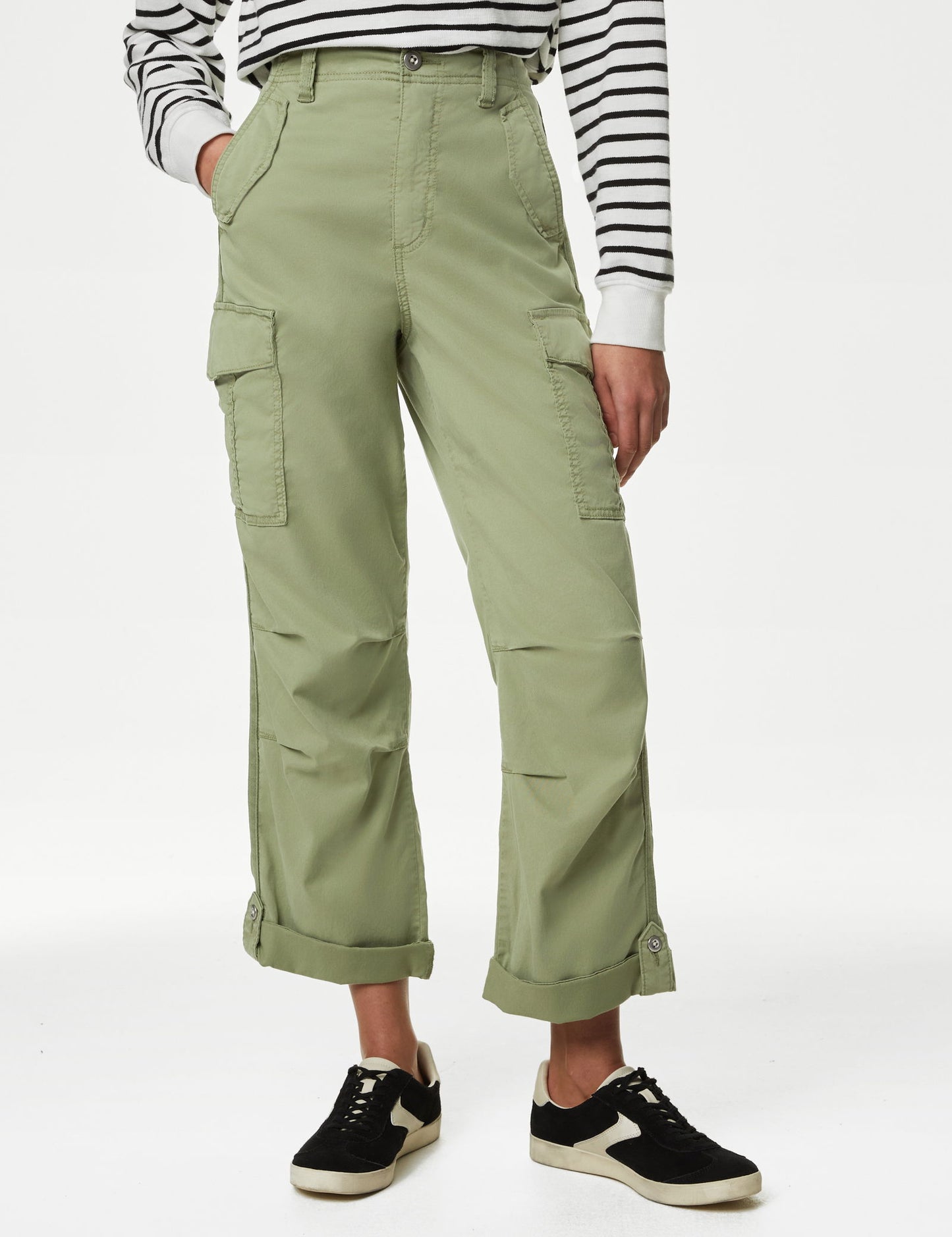Lyocell™ Straight Leg Crop Kargo Pantolon