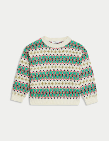Işıltılı Fair Isle Çizgili Kazak (2-10 Yaş)