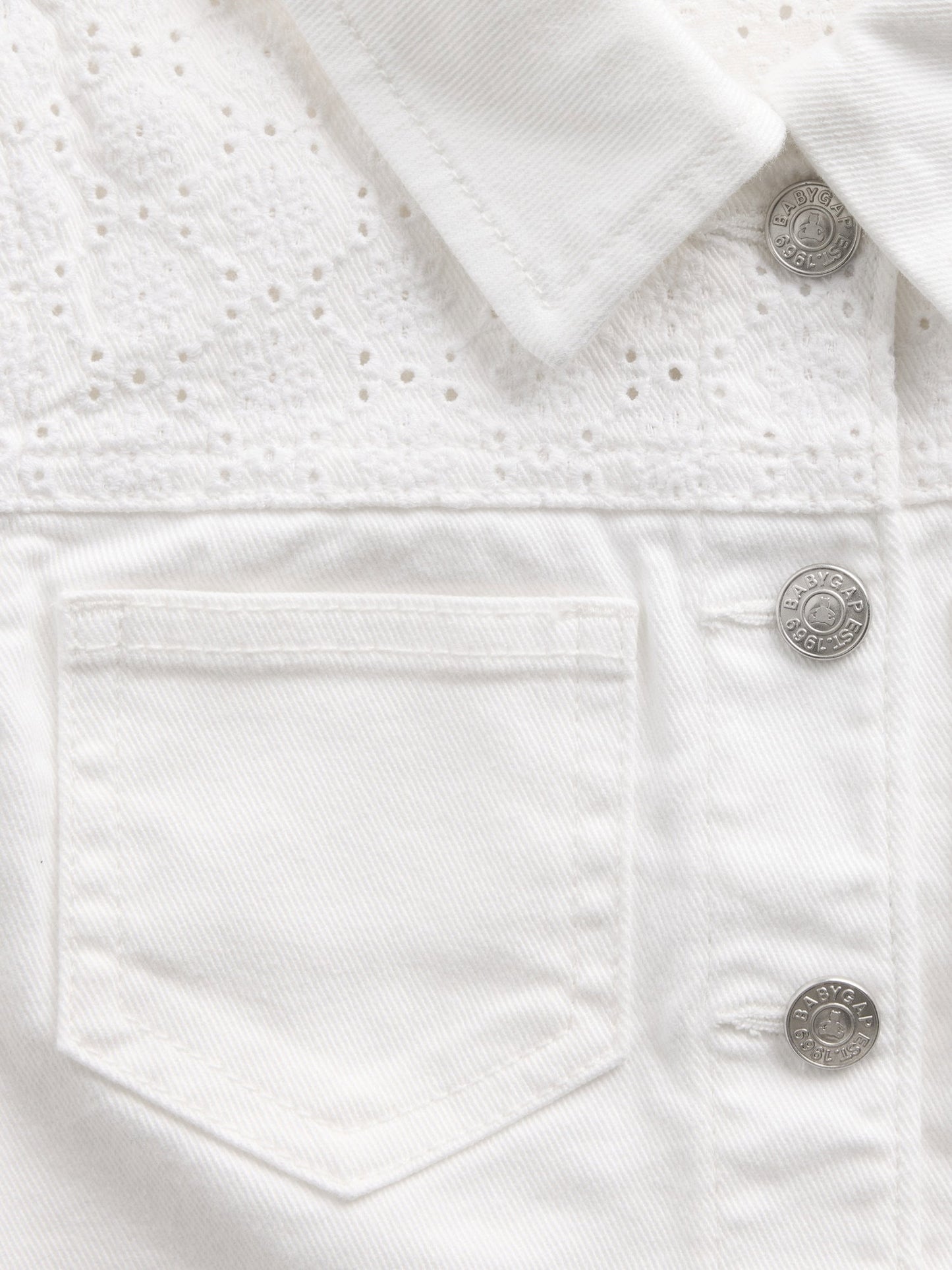 Beyaz Eyelet Denim Ceket