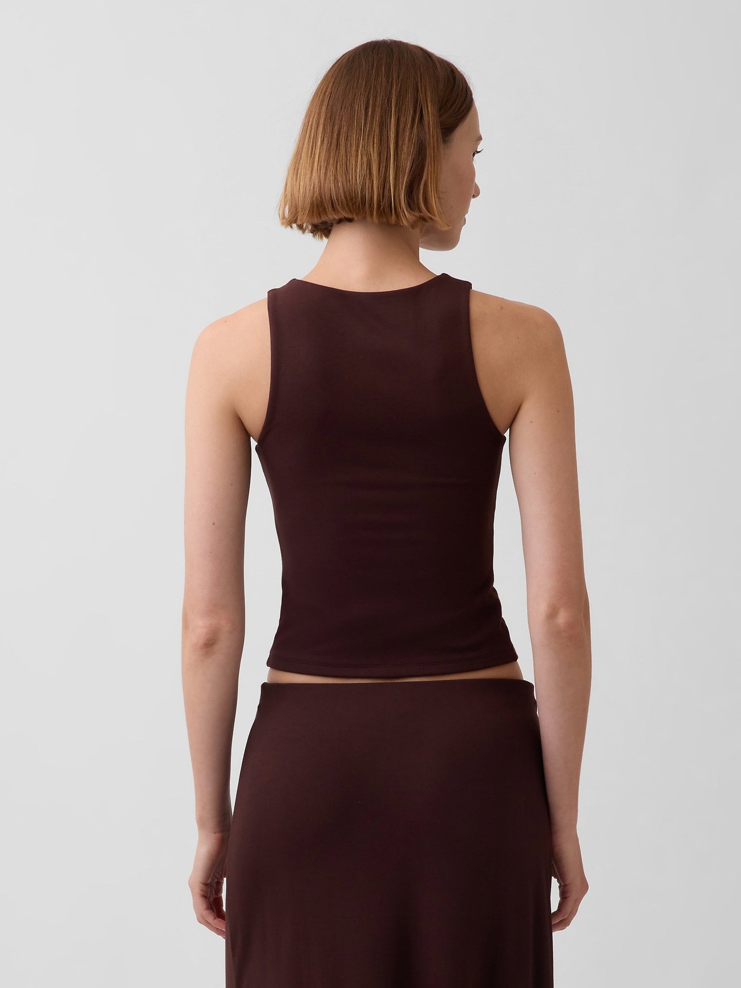 Kahverengi Crop Halter Tank Top