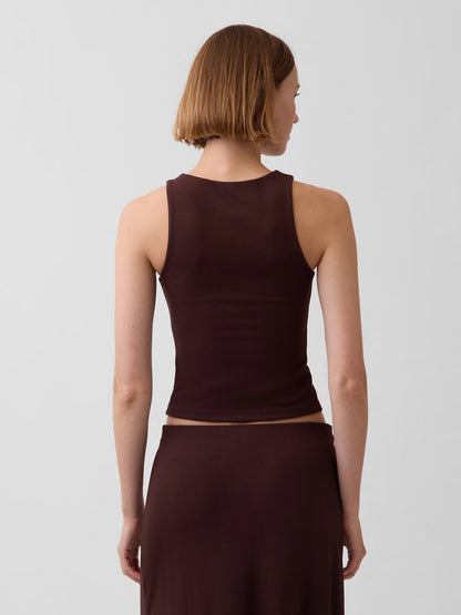 Kahverengi Crop Halter Tank Top
