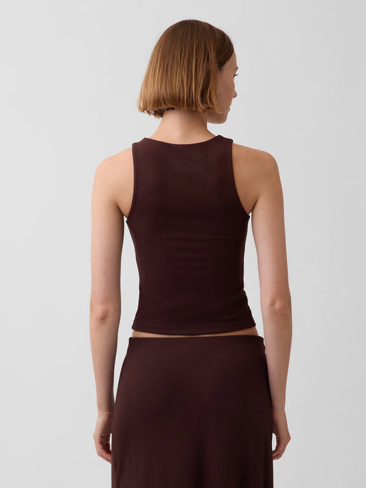 Kahverengi Crop Halter Tank Top