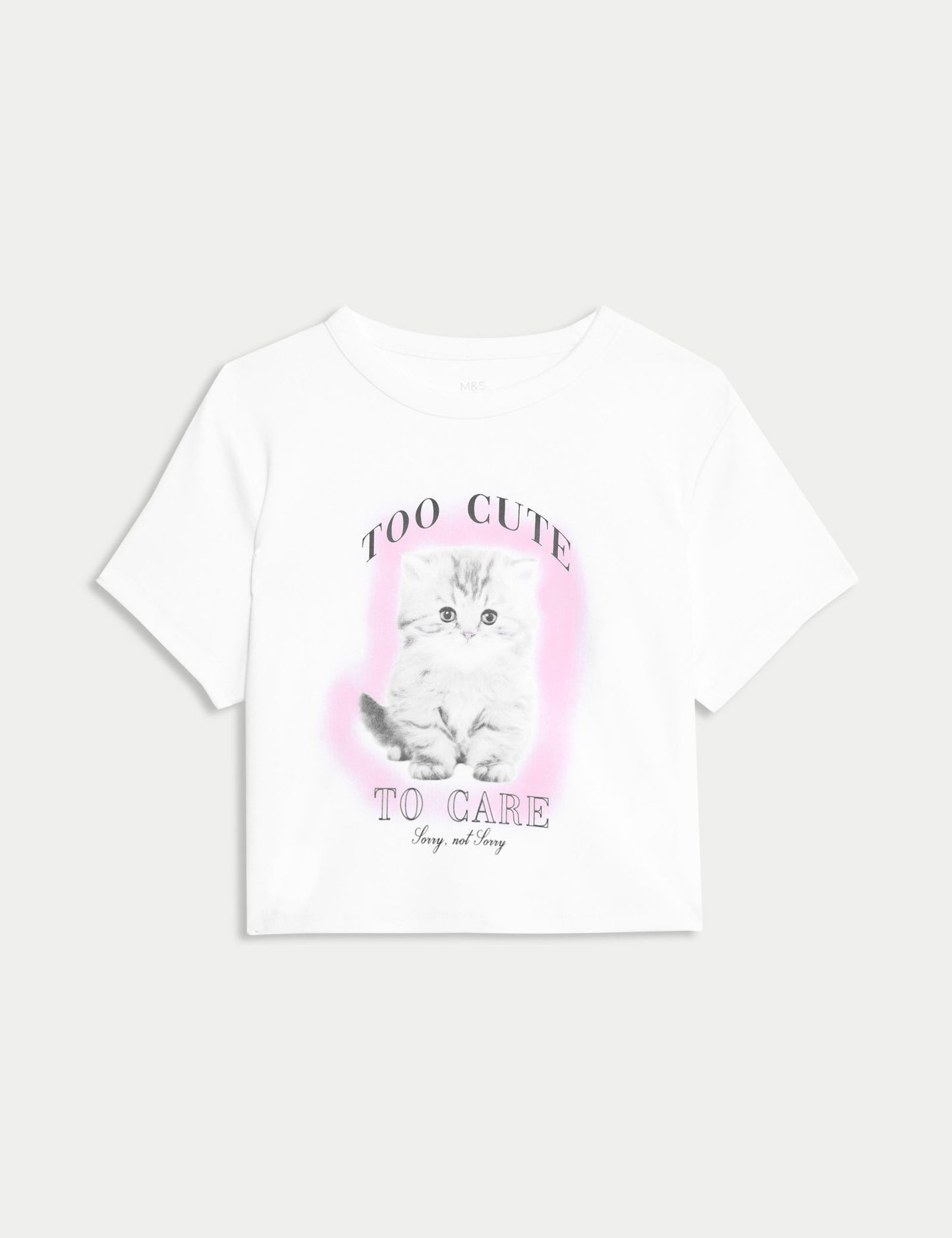 Kedi Desenli Crop T-shirt (2-16 Yaş)